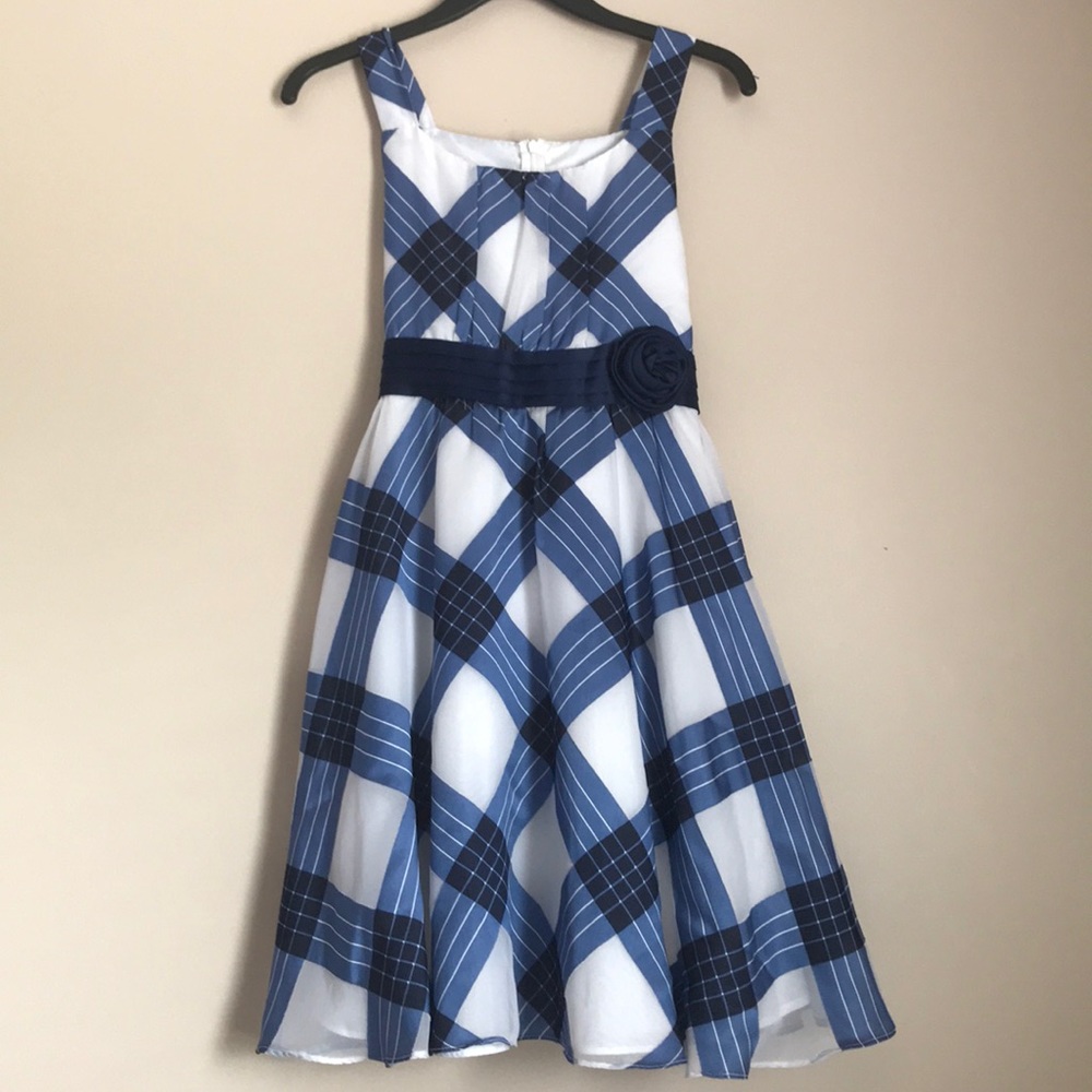 Bonnie Jean Blue and White Striped kids Dress
